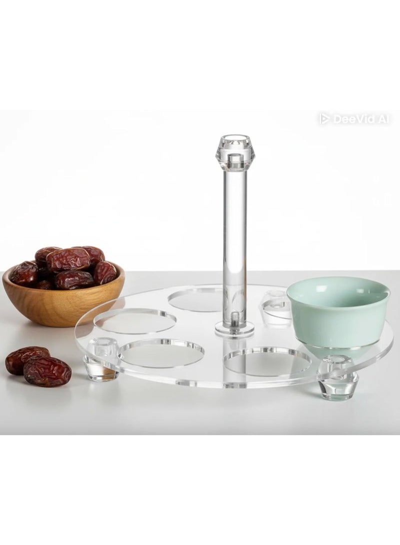 Orchid Acrylic Cawa Cup Holder, Clear Arabic Coffee Cup Stand for Gahwa Serving, Cawa Cup Organizer, Tea Cups Stand, Traditional Cup Holder, Majlis & Home Coffee Accessories (6 Cups) - Image 2